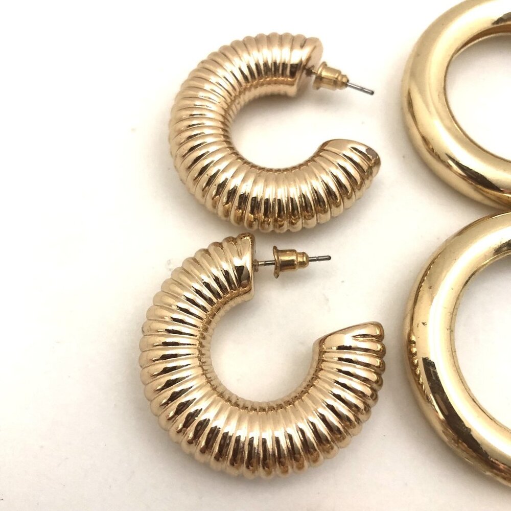 gold tone earrings lot Hoops Dangle Pierced - Picture 2 of 5